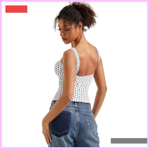 Double Lined Padded Open Back Tank Top Boat Neck Basic Shirt - Picture 3 of 4